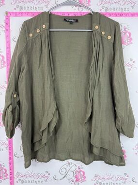 Picadilly Fashion cardigan buttons Olive Green Lightweight Draped Cardigan